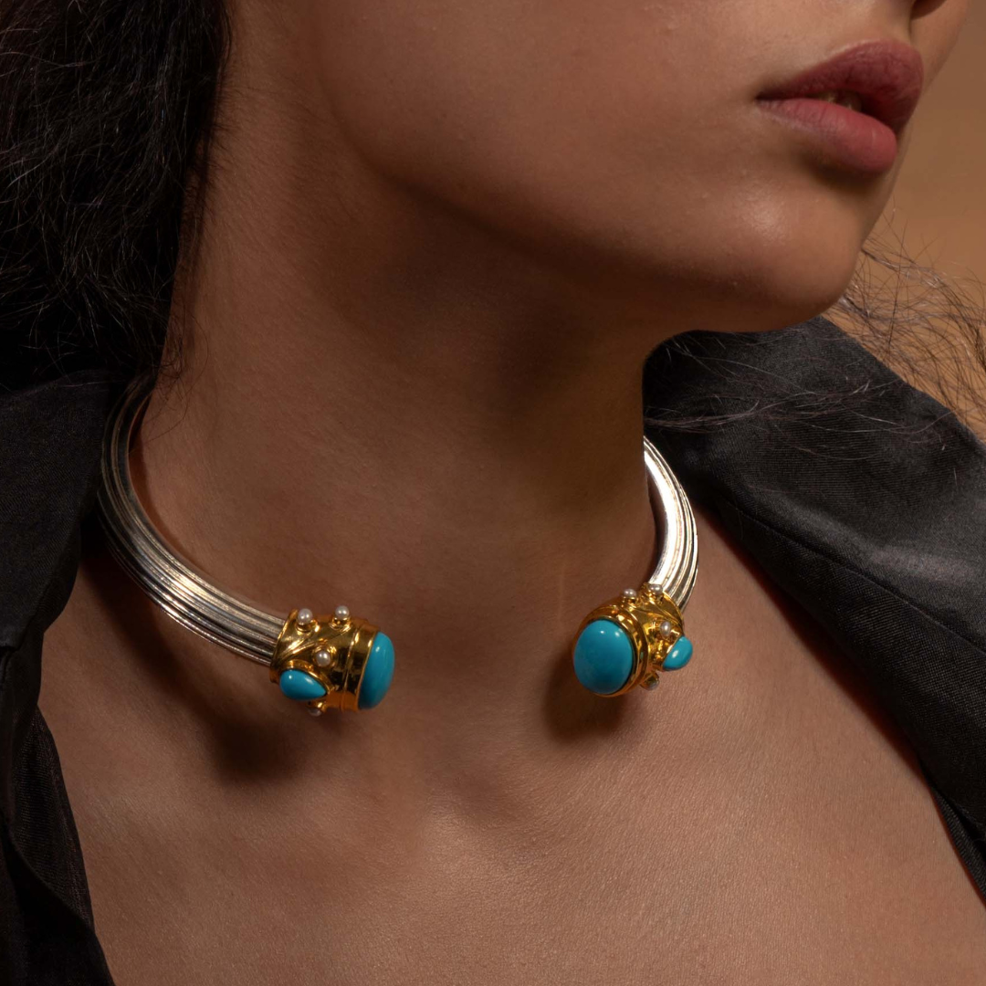 ZAMANI SET [ TURQUOISE CULTURED CABUSHION STONE ]